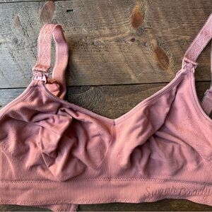 Dusty Pink Wireless Nursing Bra with Clip-Down Straps